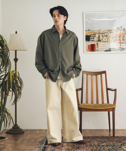 SENSE OF PLACE by URBAN RESEARCH(センスオブプレイスバイアーバンリサーチ)の「ストレッチヘリンボーンレギュラーカラーシャツ(シャツ/ブラウス・メンズ・ネイビー/ライトベージュ/カーキ・MEDIUM/LARGE)」の18枚目の写真