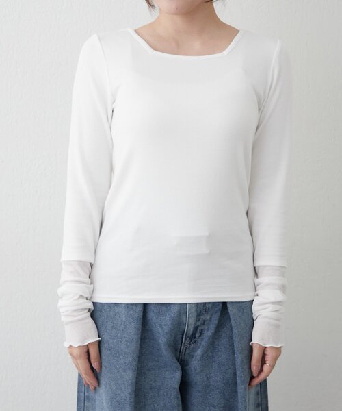 Remind me and forever(リマインドミーアンドフォーエバー)の「【@_misato____監修/WEB限定】袖シアー2WAY美ラインロンT(Tシャツ/カットソー・レディース・アイボリー/ブラック・FREE)」の10枚目の写真