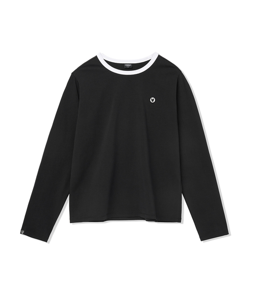 LIFE WORK(ライフワーク)の「レディース) リンガーラドック ワッペン 長袖 Tシャツ(Tシャツ/カットソー・レディース・ブラック/グレー/ホワイト/ブラック×ホワイト・X-SMALL/SMALL)」の1枚目の写真