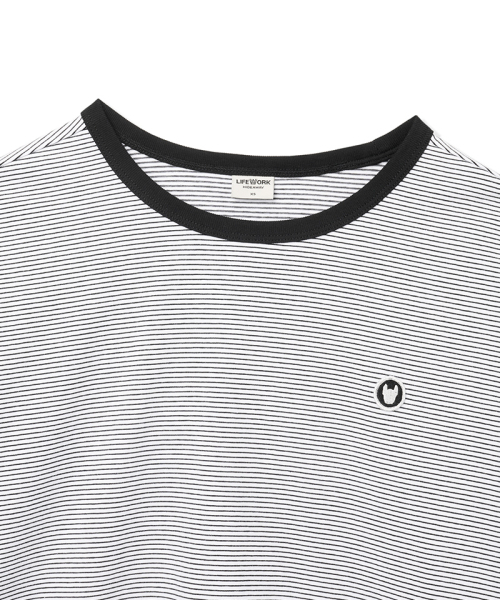 LIFE WORK(ライフワーク)の「レディース) リンガーラドック ワッペン 長袖 Tシャツ(Tシャツ/カットソー・レディース・ブラック/グレー/ホワイト/ブラック×ホワイト・X-SMALL/SMALL)」の6枚目の写真