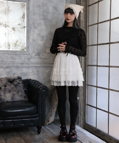 axes femme(アクシーズファム)の「総レースフリルスカパン(その他パンツ・レディース・ワイン/ホワイト/ブラック・FREE)」の2枚目の写真