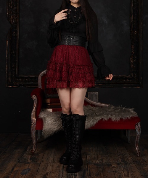 axes femme(アクシーズファム)の「総レースフリルスカパン(その他パンツ・レディース・ワイン/ホワイト/ブラック・FREE)」の8枚目の写真