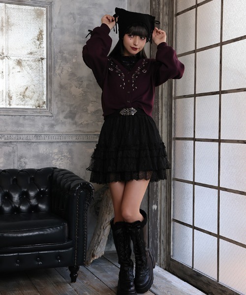 axes femme(アクシーズファム)の「総レースフリルスカパン(その他パンツ・レディース・ワイン/ホワイト/ブラック・FREE)」の4枚目の写真