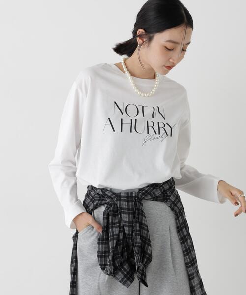 NANO universe(ナノユニバース)の「UVカット機能付ロゴプリントロングTシャツ(Tシャツ/カットソー・レディース・ホワイト/ブラウン/チャコール・FREE)」の16枚目の写真