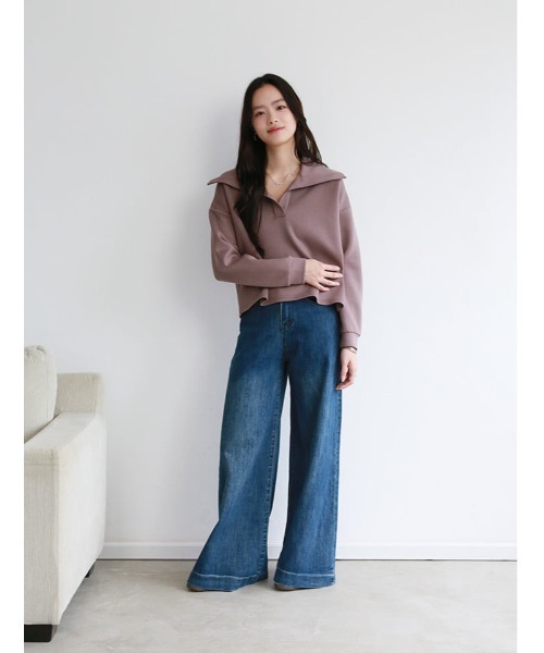 fifth（フィフス）の「【SETUP対応】ダンボールビッグカラープルオーバー（Tシャツ/カットソー・レディース・ブラウン/ブラック/グレイッシュベージュ・M）」の6枚目の写真