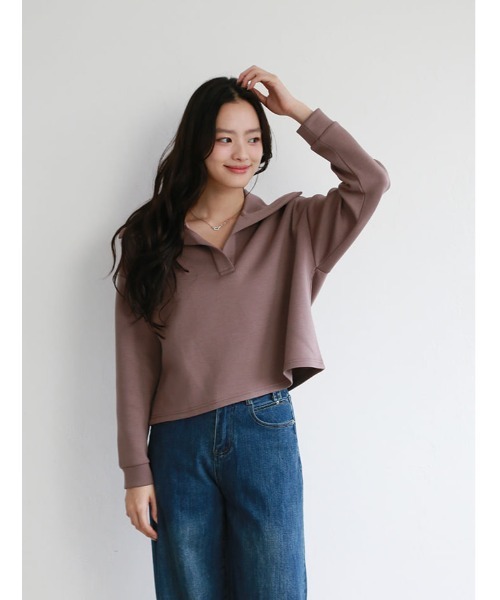 fifth（フィフス）の「【SETUP対応】ダンボールビッグカラープルオーバー（Tシャツ/カットソー・レディース・ブラウン/ブラック/グレイッシュベージュ・M）」の4枚目の写真