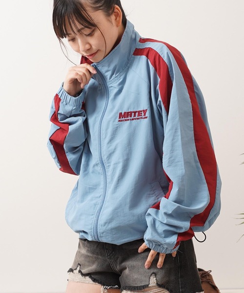 1111clothing(ワンフォークロージング)の「ウェーブ切替 ナイロンジャケット / Wave Switch Washed Nylon Track Jacket(ナイロンジャケット・メンズ・ブルー/サックスブルー/グレー・L/M)」の3枚目の写真