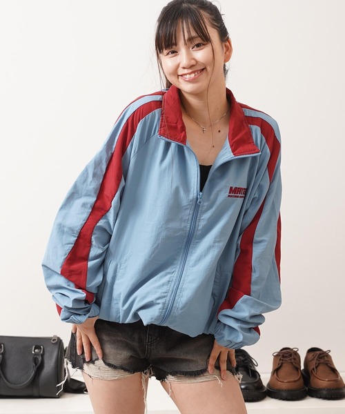 1111clothing(ワンフォークロージング)の「ウェーブ切替 ナイロンジャケット / Wave Switch Washed Nylon Track Jacket(ナイロンジャケット・メンズ・ブルー/サックスブルー/グレー・L/M)」の15枚目の写真