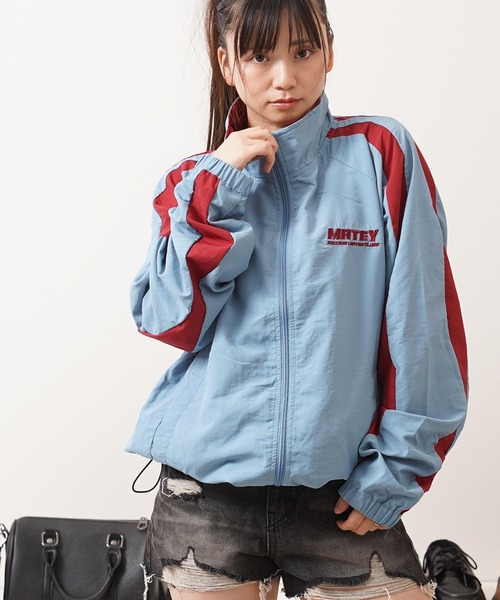 1111clothing(ワンフォークロージング)の「ウェーブ切替 ナイロンジャケット / Wave Switch Washed Nylon Track Jacket(ナイロンジャケット・メンズ・ブルー/サックスブルー/グレー・L/M)」の18枚目の写真