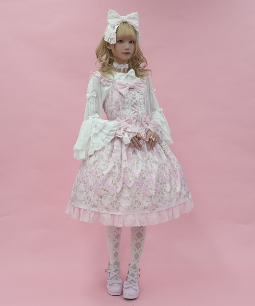 axes femme（アクシーズファム）の「ローズガーランドジャンスカ（ワンピース・レディース・ホワイト/ピンク/サックスブルー・MEDIUM）」の3枚目の写真