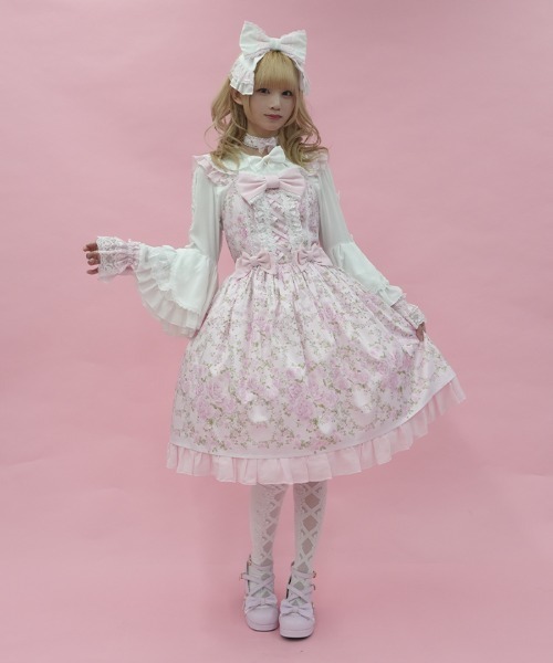 axes femme（アクシーズファム）の「ローズガーランドジャンスカ（ワンピース・レディース・ホワイト/ピンク/サックスブルー・MEDIUM）」の4枚目の写真