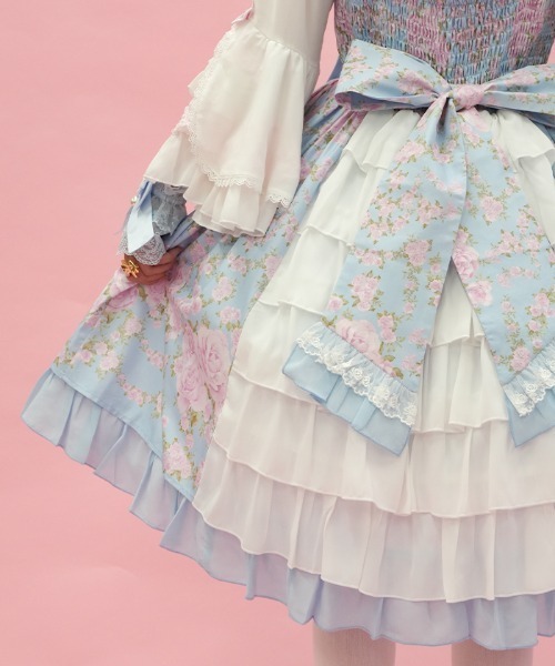 axes femme（アクシーズファム）の「ローズガーランドジャンスカ（ワンピース・レディース・ホワイト/ピンク/サックスブルー・MEDIUM）」の7枚目の写真