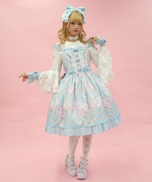 axes femme（アクシーズファム）の「ローズガーランドジャンスカ（ワンピース・レディース・ホワイト/ピンク/サックスブルー・MEDIUM）」の8枚目の写真