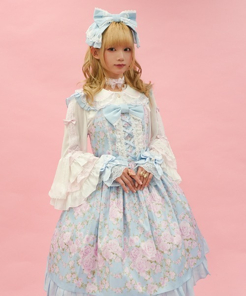 axes femme（アクシーズファム）の「ローズガーランドジャンスカ（ワンピース・レディース・ホワイト/ピンク/サックスブルー・MEDIUM）」の9枚目の写真