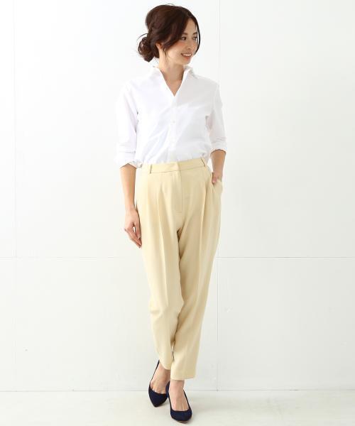 未使用 デミルクスビームス パンツ ベージュ Demi-Luxe BEAMS パンツ コットン ストレート レディース