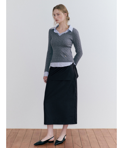 ETMON(エトモン)の「バックルストラップ レイヤードスカート チャコール(スカート・レディース・その他・SMALL/MEDIUM)」の2枚目の写真