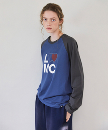 WM TYPO HEART COLOR BLOCK RAGLAN LONG SLV TEE vintage blue