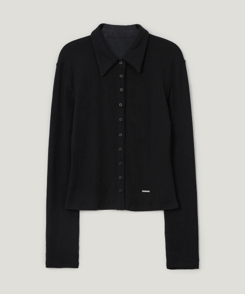 TWEE（トゥウィー）の「A TOUTE HEURE ベーシック襟付き長袖Tシャツ（Tシャツ/カットソー・レディース・ブラック/カーキ/アイボリー・FREE）」の10枚目の写真