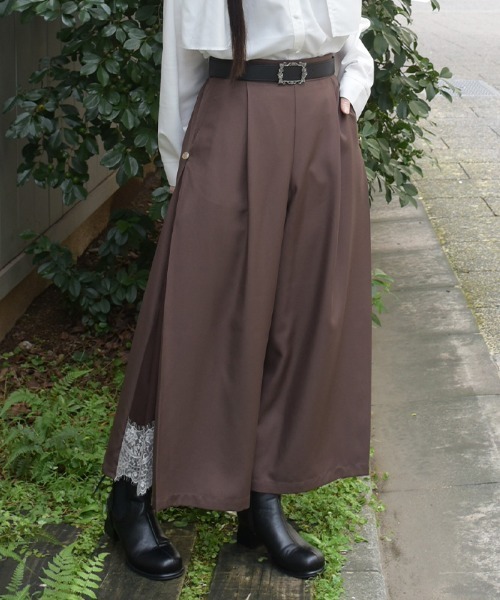 axes femme(アクシーズファム)の「裾レースサイド切替ワイドパンツ(その他パンツ・レディース・ブラウン/ブラック/ワイン・FREE)」の3枚目の写真