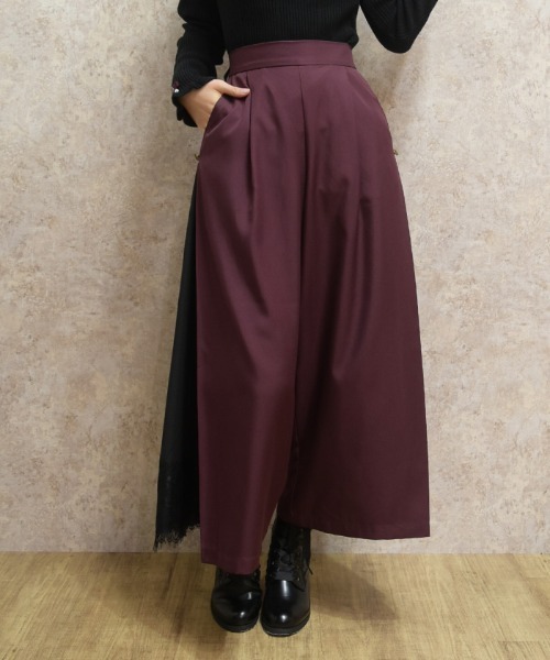axes femme(アクシーズファム)の「裾レースサイド切替ワイドパンツ(その他パンツ・レディース・ブラウン/ブラック/ワイン・FREE)」の1枚目の写真