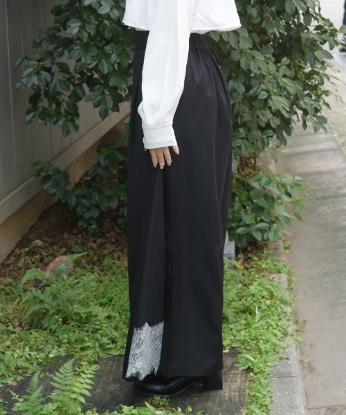 axes femme(アクシーズファム)の「裾レースサイド切替ワイドパンツ(その他パンツ・レディース・ブラウン/ブラック/ワイン・FREE)」の5枚目の写真