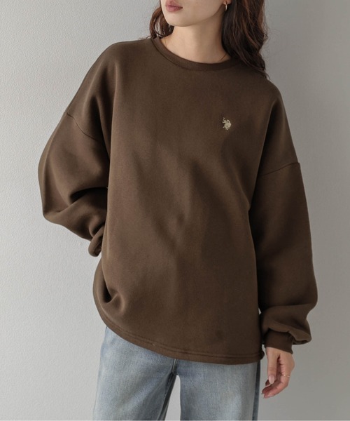 La-gemme(ラジェム)の「U.S. POLO ASSN. × La-gemme別注 ワンポイント刺繍裏起毛スウェット(スウェット・レディース・ブラック/モカ/チャコール/ベージュ/ネイビー/ブラウン/ライトグレー・フリー)」の4枚目の写真