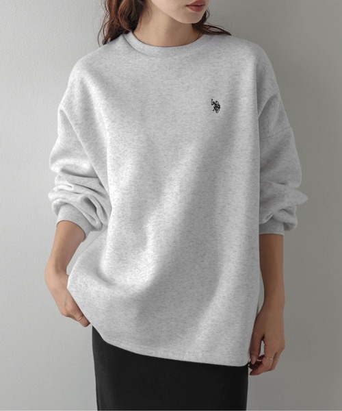 La-gemme(ラジェム)の「U.S. POLO ASSN. × La-gemme別注 ワンポイント刺繍裏起毛スウェット(スウェット・レディース・ブラック/モカ/チャコール/ベージュ/ネイビー/ブラウン/ライトグレー・フリー)」の2枚目の写真