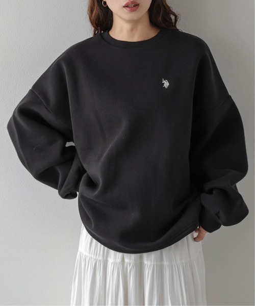 La-gemme(ラジェム)の「U.S. POLO ASSN. × La-gemme別注 ワンポイント刺繍裏起毛スウェット(スウェット・レディース・ブラック/モカ/チャコール/ベージュ/ネイビー/ブラウン/ライトグレー・フリー)」の1枚目の写真