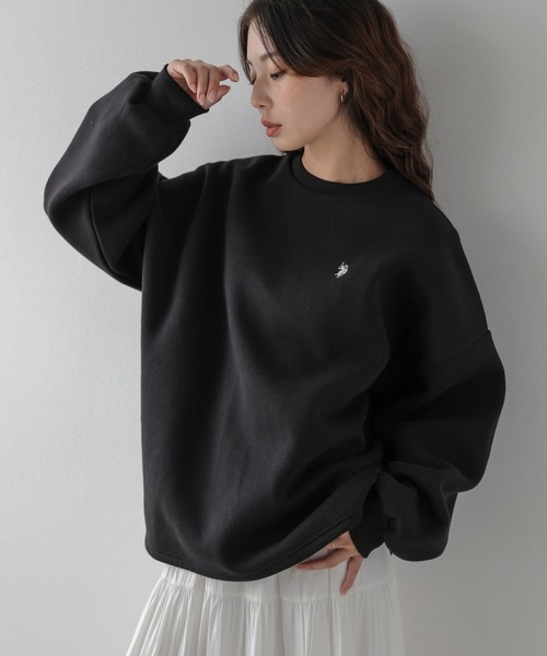 La-gemme(ラジェム)の「U.S. POLO ASSN. × La-gemme別注 ワンポイント刺繍裏起毛スウェット(スウェット・レディース・ブラック/モカ/チャコール/ベージュ/ネイビー/ブラウン/ライトグレー・フリー)」の9枚目の写真