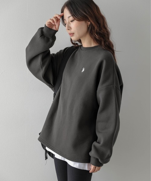 La-gemme(ラジェム)の「U.S. POLO ASSN. × La-gemme別注 ワンポイント刺繍裏起毛スウェット(スウェット・レディース・ブラック/モカ/チャコール/ベージュ/ネイビー/ブラウン/ライトグレー・フリー)」の15枚目の写真