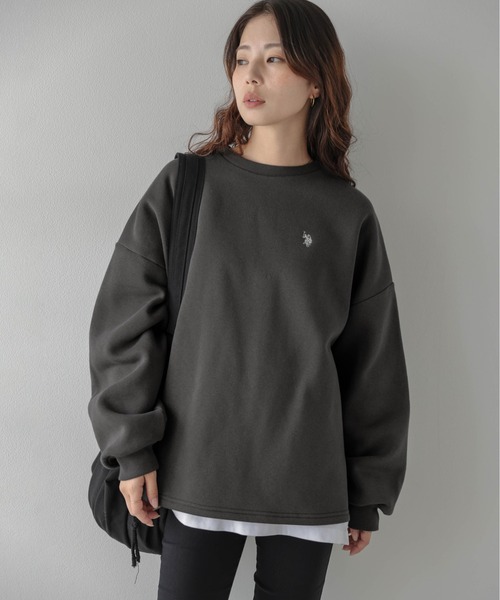 La-gemme(ラジェム)の「U.S. POLO ASSN. × La-gemme別注 ワンポイント刺繍裏起毛スウェット(スウェット・レディース・ブラック/モカ/チャコール/ベージュ/ネイビー/ブラウン/ライトグレー・フリー)」の16枚目の写真