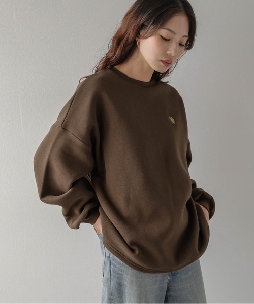 La-gemme(ラジェム)の「U.S. POLO ASSN. × La-gemme別注 ワンポイント刺繍裏起毛スウェット(スウェット・レディース・ブラック/モカ/チャコール/ベージュ/ネイビー/ブラウン/ライトグレー・フリー)」の17枚目の写真