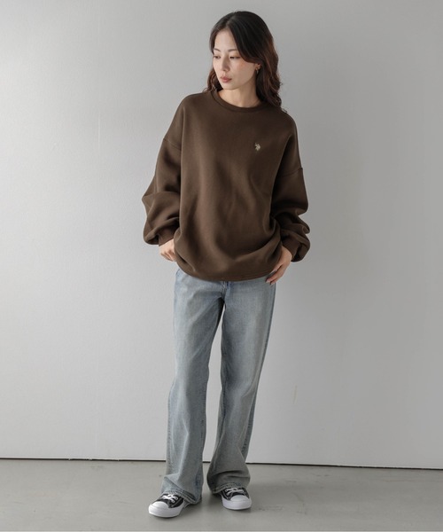 La-gemme(ラジェム)の「U.S. POLO ASSN. × La-gemme別注 ワンポイント刺繍裏起毛スウェット(スウェット・レディース・ブラック/モカ/チャコール/ベージュ/ネイビー/ブラウン/ライトグレー・フリー)」の18枚目の写真