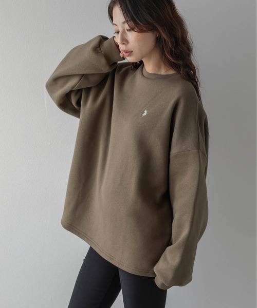 La-gemme(ラジェム)の「U.S. POLO ASSN. × La-gemme別注 ワンポイント刺繍裏起毛スウェット(スウェット・レディース・ブラック/モカ/チャコール/ベージュ/ネイビー/ブラウン/ライトグレー・フリー)」の21枚目の写真