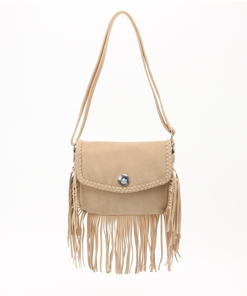 GUILD PRIME（ギルドプライム）の「【GUILD PRIME】WOMENS フェイクスエードフリンジバッグ（ショルダーバッグ・レディース・ベージュ/ブラウン・FREE）」の2枚目の写真