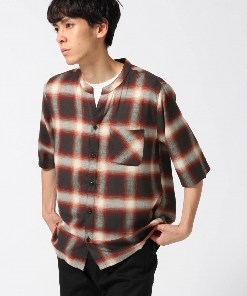 HARE(ハレ)の「チェックスキッパー5分袖(HARE)(シャツ/ブラウス・メンズ・オフホワイト/レッド/ブラック・MEDIUM/SMALL)」の3枚目の写真