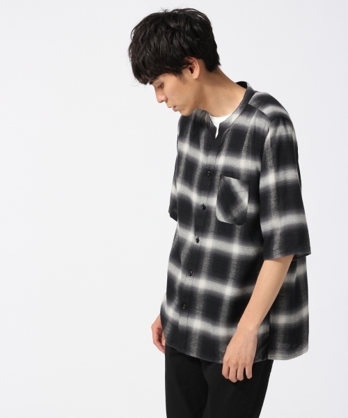 HARE(ハレ)の「チェックスキッパー5分袖(HARE)(シャツ/ブラウス・メンズ・オフホワイト/レッド/ブラック・MEDIUM/SMALL)」の1枚目の写真