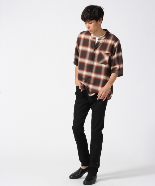 HARE(ハレ)の「チェックスキッパー5分袖(HARE)(シャツ/ブラウス・メンズ・オフホワイト/レッド/ブラック・MEDIUM/SMALL)」の7枚目の写真
