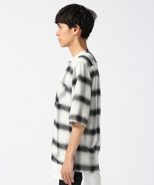 HARE(ハレ)の「チェックスキッパー5分袖(HARE)(シャツ/ブラウス・メンズ・オフホワイト/レッド/ブラック・MEDIUM/SMALL)」の6枚目の写真