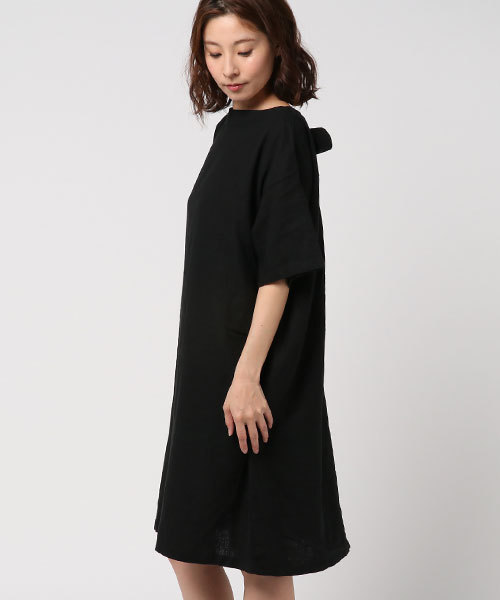 LBC（エルビーシー）の「リネンレーヨン後ろリボンワンピース        （ワンピース・レディース・ブラック/ブルー/ライトグレー・LARGE/MEDIUM）」の9枚目の写真