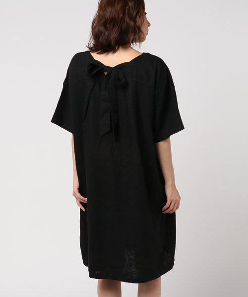 LBC（エルビーシー）の「リネンレーヨン後ろリボンワンピース        （ワンピース・レディース・ブラック/ブルー/ライトグレー・LARGE/MEDIUM）」の10枚目の写真