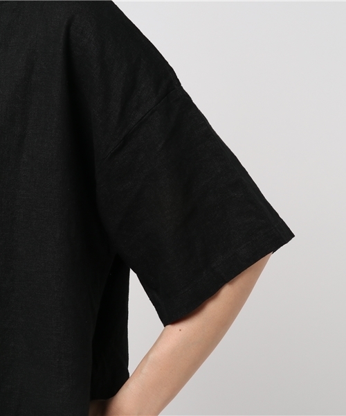 LBC（エルビーシー）の「リネンレーヨン後ろリボンワンピース        （ワンピース・レディース・ブラック/ブルー/ライトグレー・LARGE/MEDIUM）」の4枚目の写真