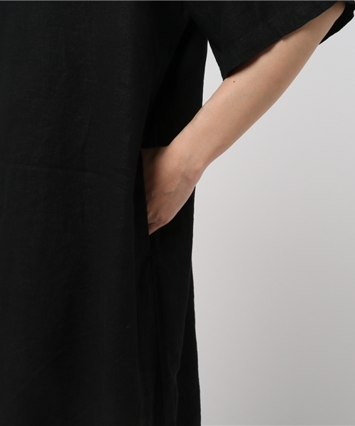 LBC（エルビーシー）の「リネンレーヨン後ろリボンワンピース        （ワンピース・レディース・ブラック/ブルー/ライトグレー・LARGE/MEDIUM）」の5枚目の写真