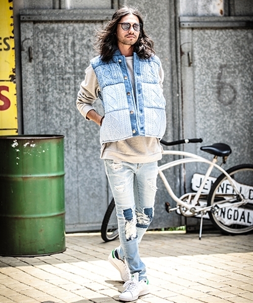 CAMBIO（カンビオ）の「mp5416-Damage Repair Skinny Denim Pants（デニムパンツ・メンズ・インディゴブルー/ブルー系その他・L/M/S）」の15枚目の写真