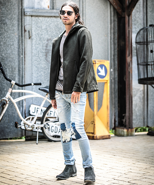 CAMBIO（カンビオ）の「mp5416-Damage Repair Skinny Denim Pants（デニムパンツ・メンズ・インディゴブルー/ブルー系その他・L/M/S）」の16枚目の写真