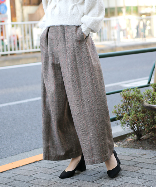 laboratory work（ラボラトリーワーク）の「グレンチェックワイドパンツ（その他パンツ・レディース・カーキ/ライトグレー/キャメル・MEDIUM）」の3枚目の写真
