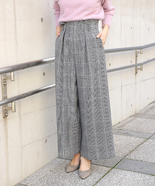 laboratory work（ラボラトリーワーク）の「グレンチェックワイドパンツ（その他パンツ・レディース・カーキ/ライトグレー/キャメル・MEDIUM）」の2枚目の写真