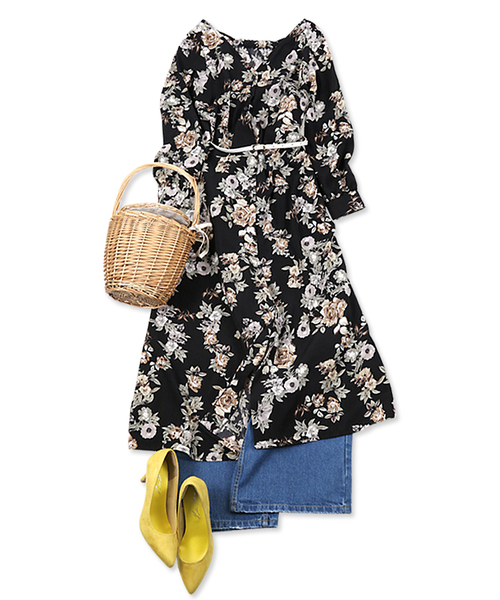 KOBE LETTUCE（コウベレタス）の「[小花柄/ドット柄/ギンガムチェック柄/無地]ガウンワンピにもなる2Wayぬき衿マキシ丈シャツワンピース（シャツワンピース・レディース・カーキ/ベージュ系その他/ホワイト系その他/ブラック系その他/その他1/その他2/その他3/ネイビー/ベージュ/グリーン/チェック・FREE）」の10枚目の写真