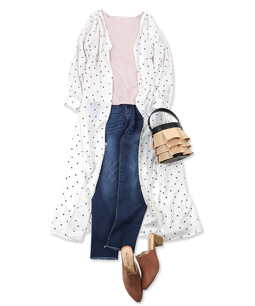 KOBE LETTUCE（コウベレタス）の「[小花柄/ドット柄/ギンガムチェック柄/無地]ガウンワンピにもなる2Wayぬき衿マキシ丈シャツワンピース（シャツワンピース・レディース・カーキ/ベージュ系その他/ホワイト系その他/ブラック系その他/その他1/その他2/その他3/ネイビー/ベージュ/グリーン/チェック・FREE）」の2枚目の写真