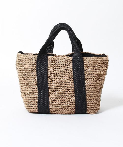 coen（コーエン）の「2WAY ペーパートートバッグＬ（かごバッグ・レディース・ダークブラウン/ベージュ・FREE）」の3枚目の写真